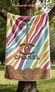 Chanel Colorful Zebra Print Double C Flannel Throw Blanket IMG_6935